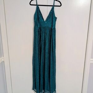 Elegant Teal, Sequin, Maxi Evening Cocktail Dress